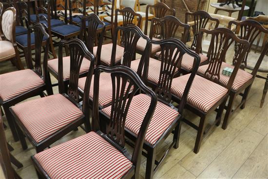A set of six camel back dining chairs and a set of six George III dining chairs